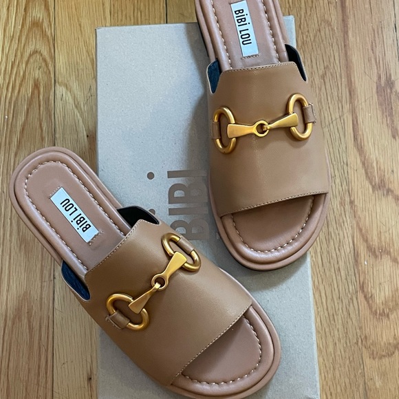 BiBi | Shoes | Bibi Lou Haruka Leather Slide Sandals Womens Size 37 Us 7  New | Poshmark